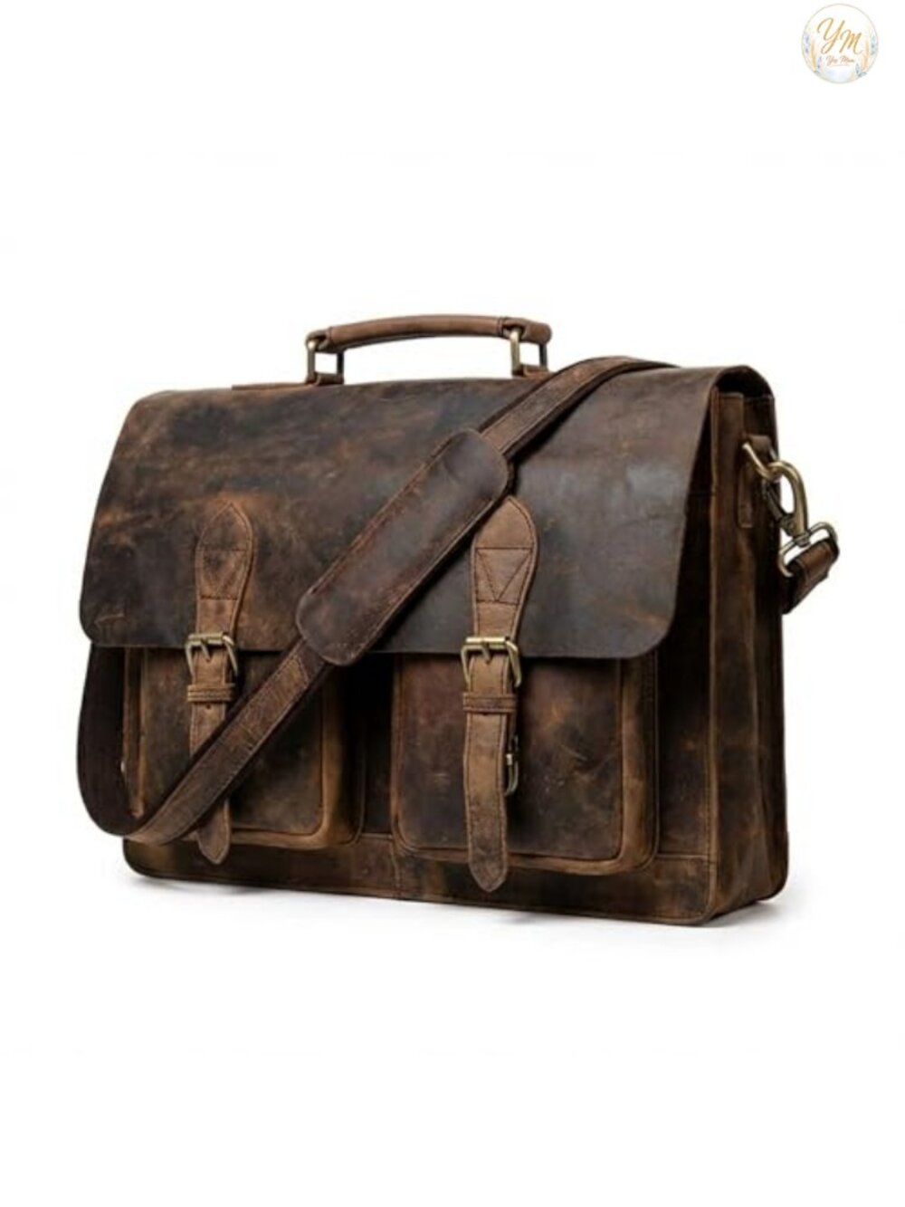 Handmade Leather Laptop Messenger Bag Office Briefcase Crossbody Travel 17 inch